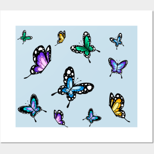 Flying Butterfly Pattern Posters and Art